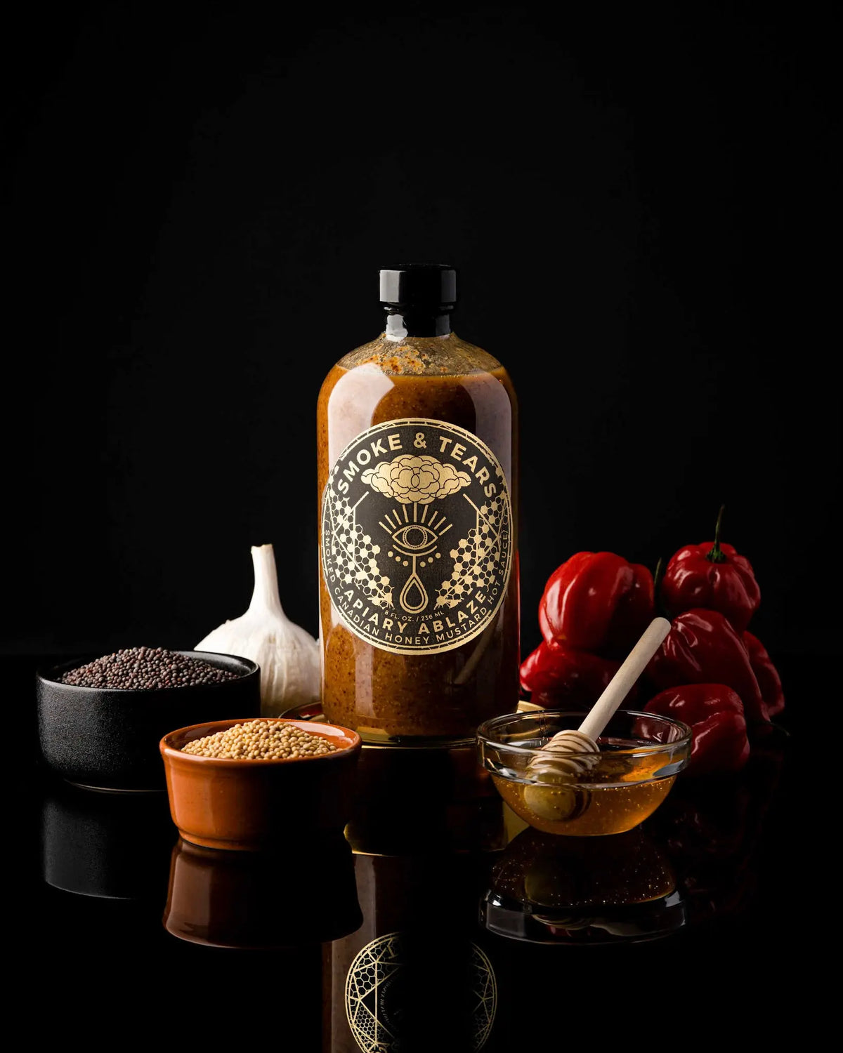 APIARY ABLAZE Smoked Honey Mustard Sting Hot Sauce
